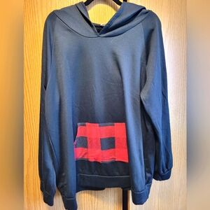 Women's Black and Red Plaid Hoodie
